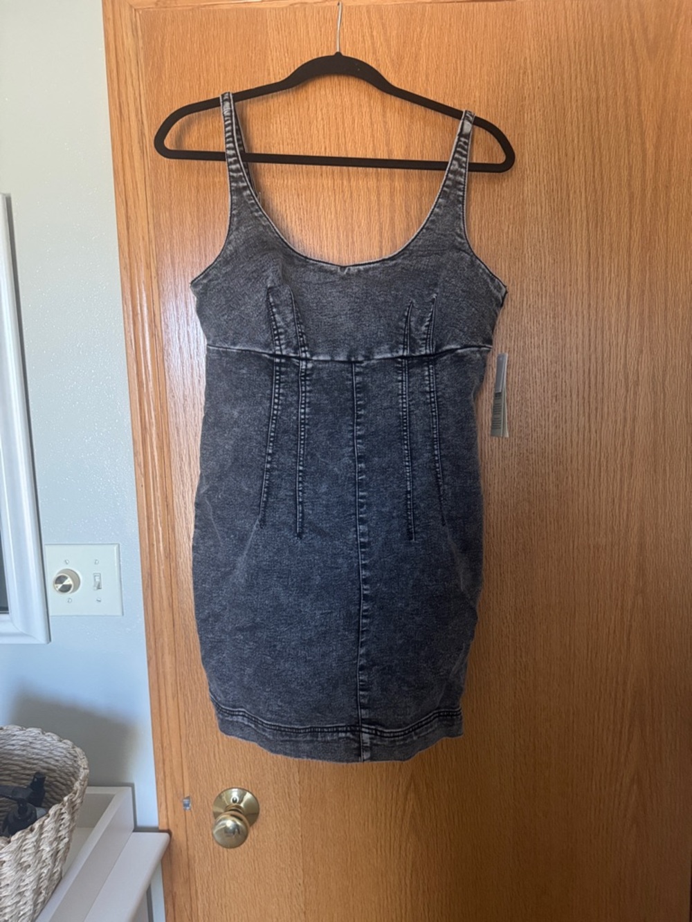 No Boundaries Black Washed Denim Mini Dress